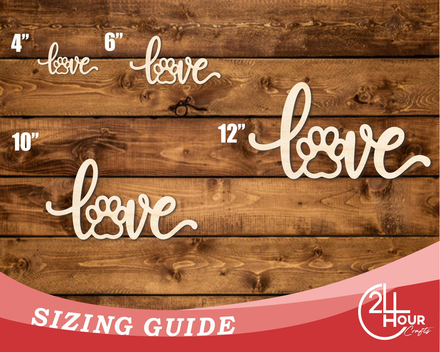 Unfinished Wood Paw Print Love Shape | JGrondz | DIY Craft Cutout | up to 46" DIY