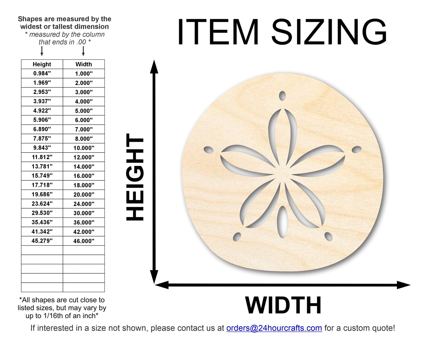 Unfinished Wood Sand Dollar Shape | JGrondz | DIY Craft Cutout | up to 46" DIY