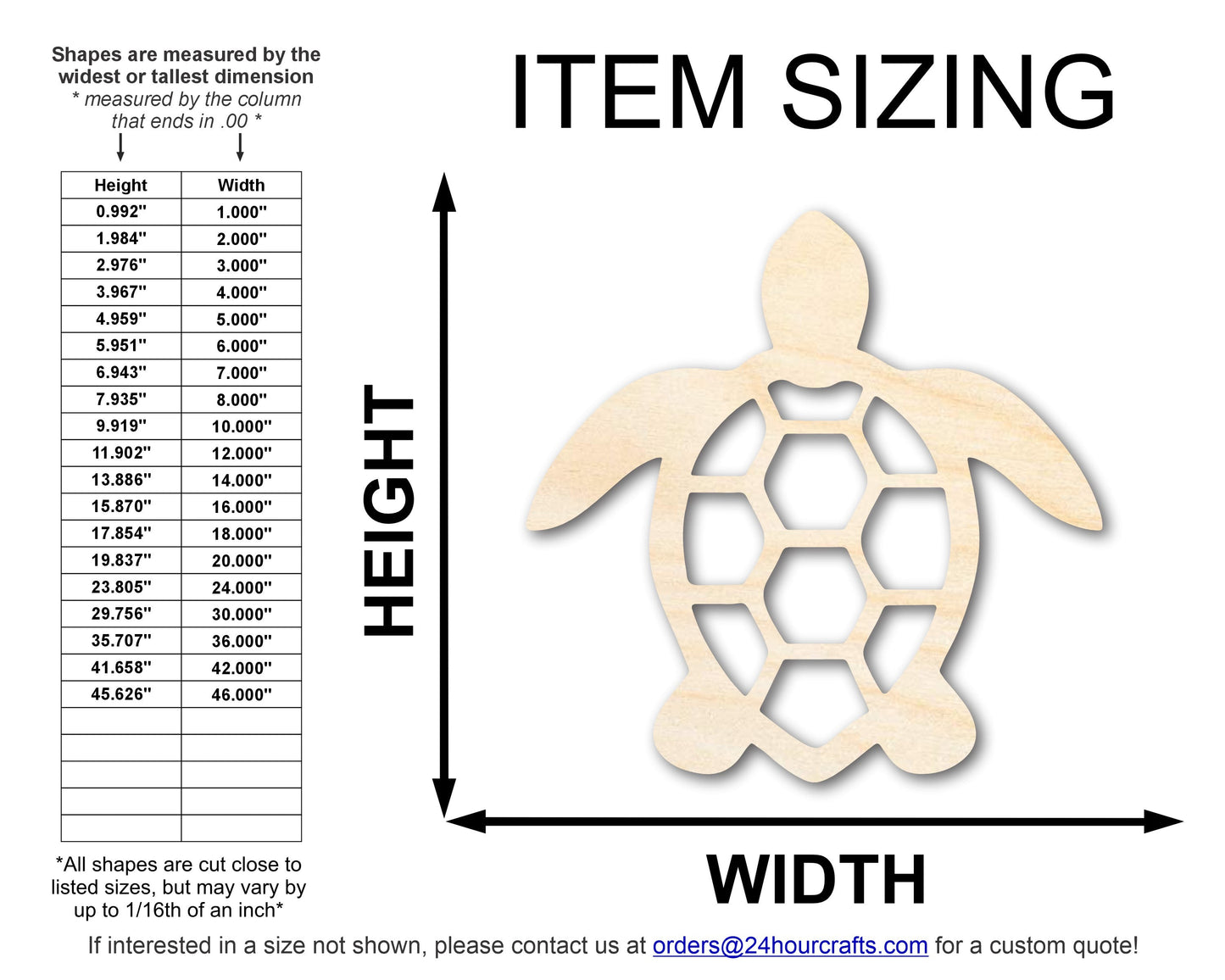 Unfinished Wood Sea Turtle Shape | JGrondz | DIY Craft Cutout | up to 46" DIY