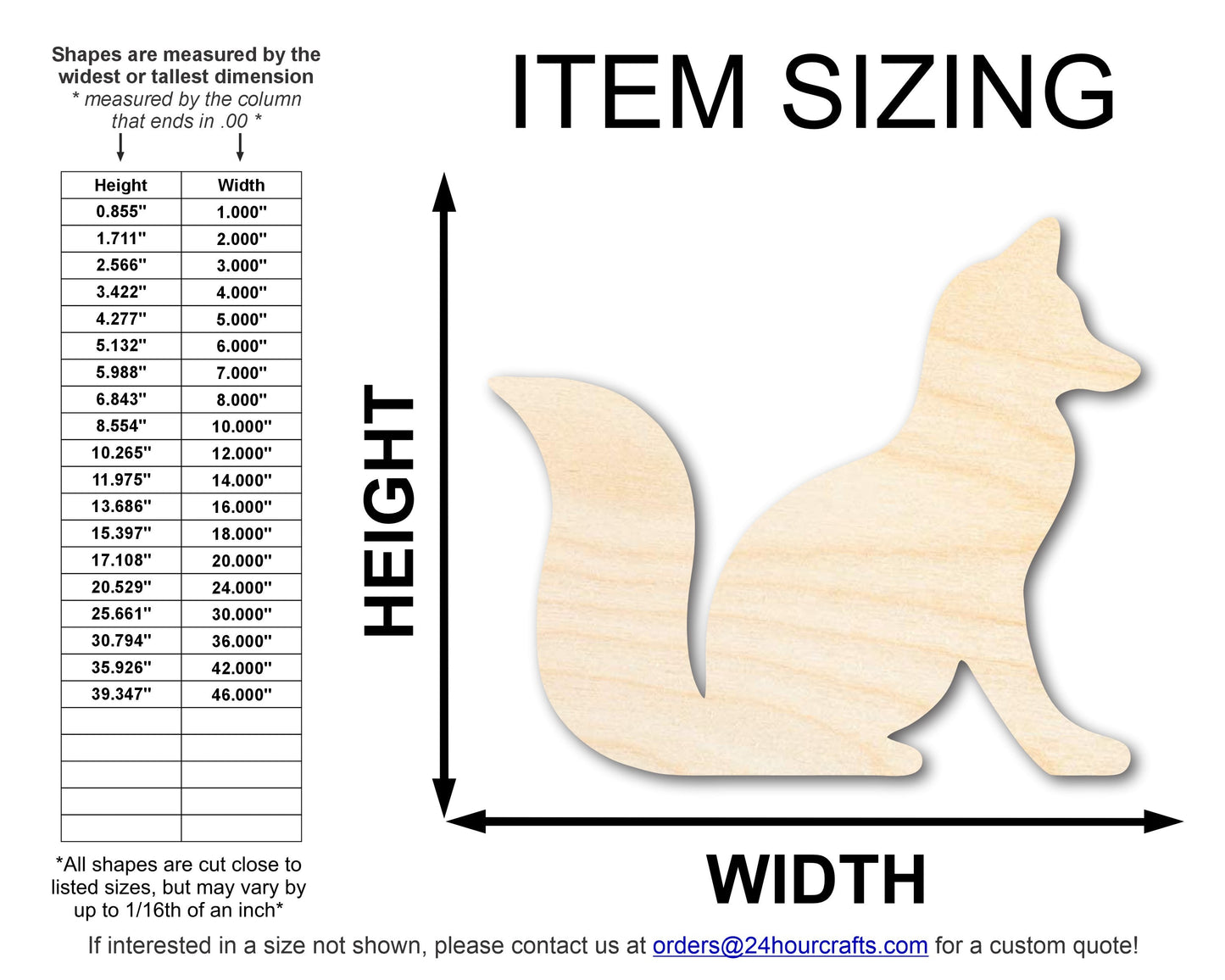 Unfinished Wood Fox Shape | JGrondz | DIY Craft Cutout | up to 46" DIY