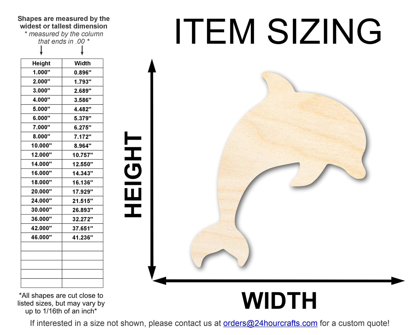 Unfinished Wood Dolphin Shape | JGrondz | DIY Craft Cutout | up to 46" DIY