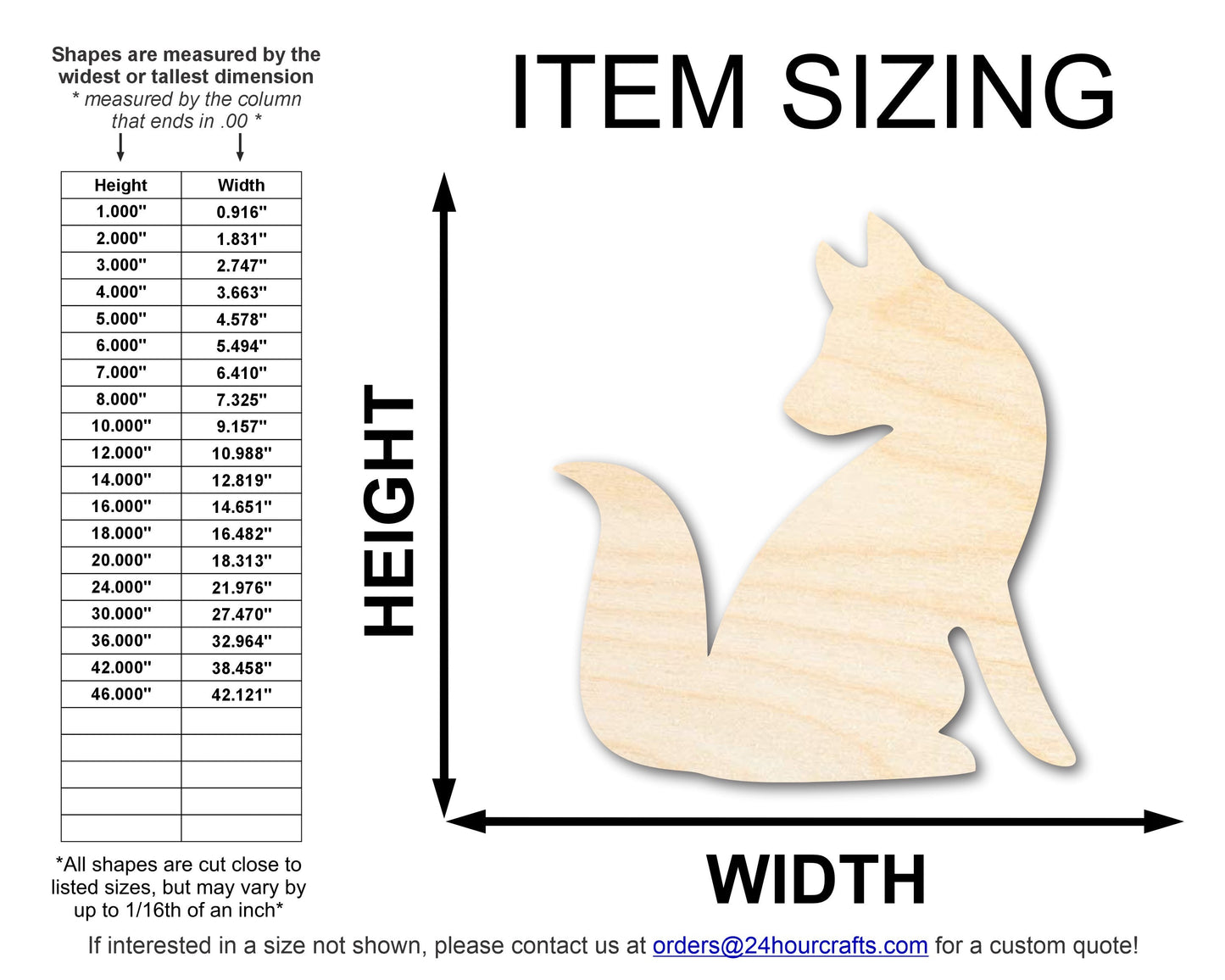Unfinished Wood Fox Sitting Shape | JGrondz | DIY Craft Cutout | up to 46" DIY