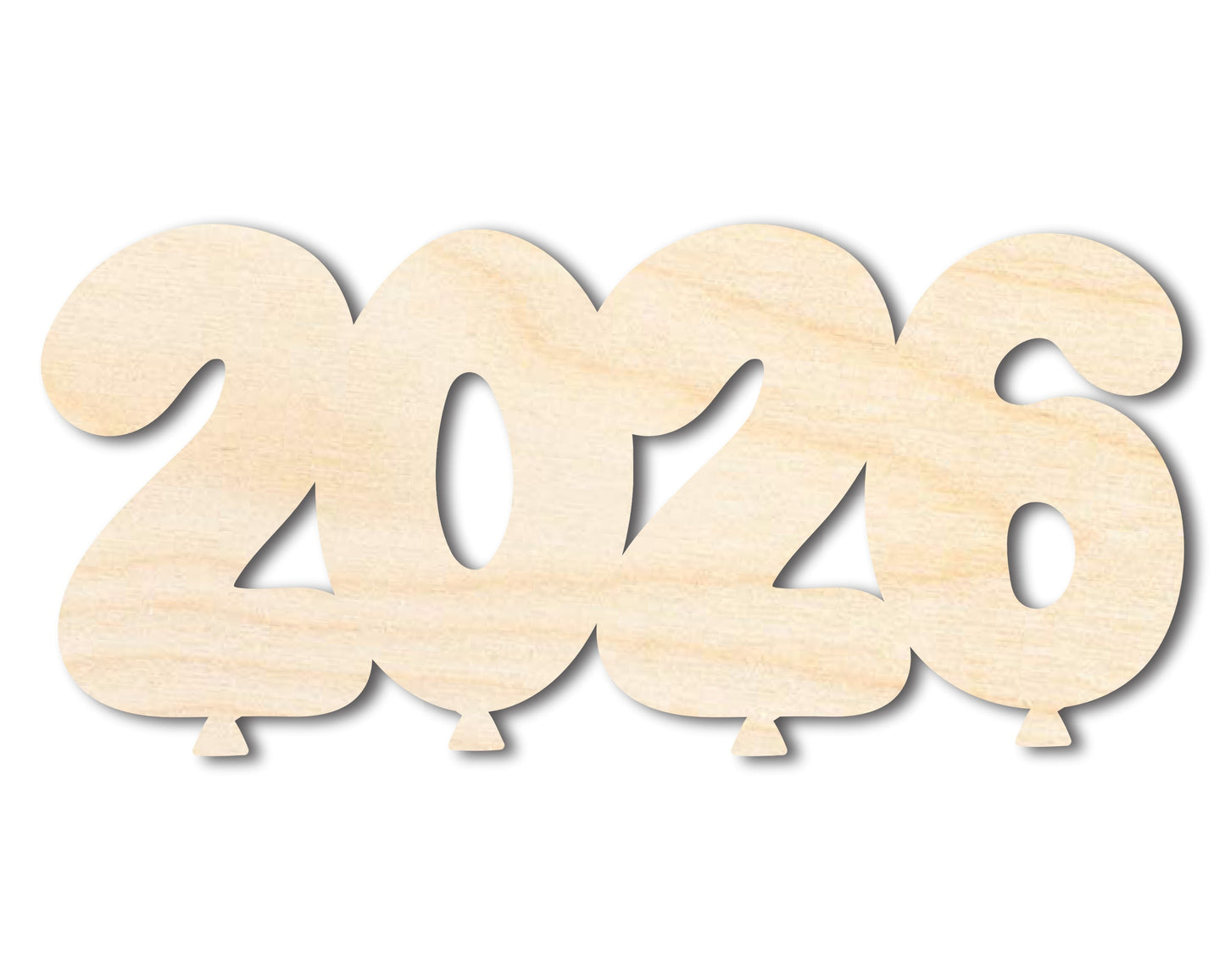Unfinished Wood 2026 Balloons Shape | DIY Craft Cutout | up to 46" DIY