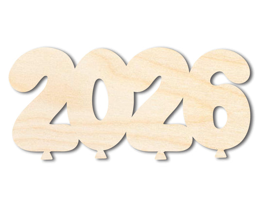 Unfinished Wood 2026 Balloons Shape | DIY Craft Cutout | up to 46" DIY