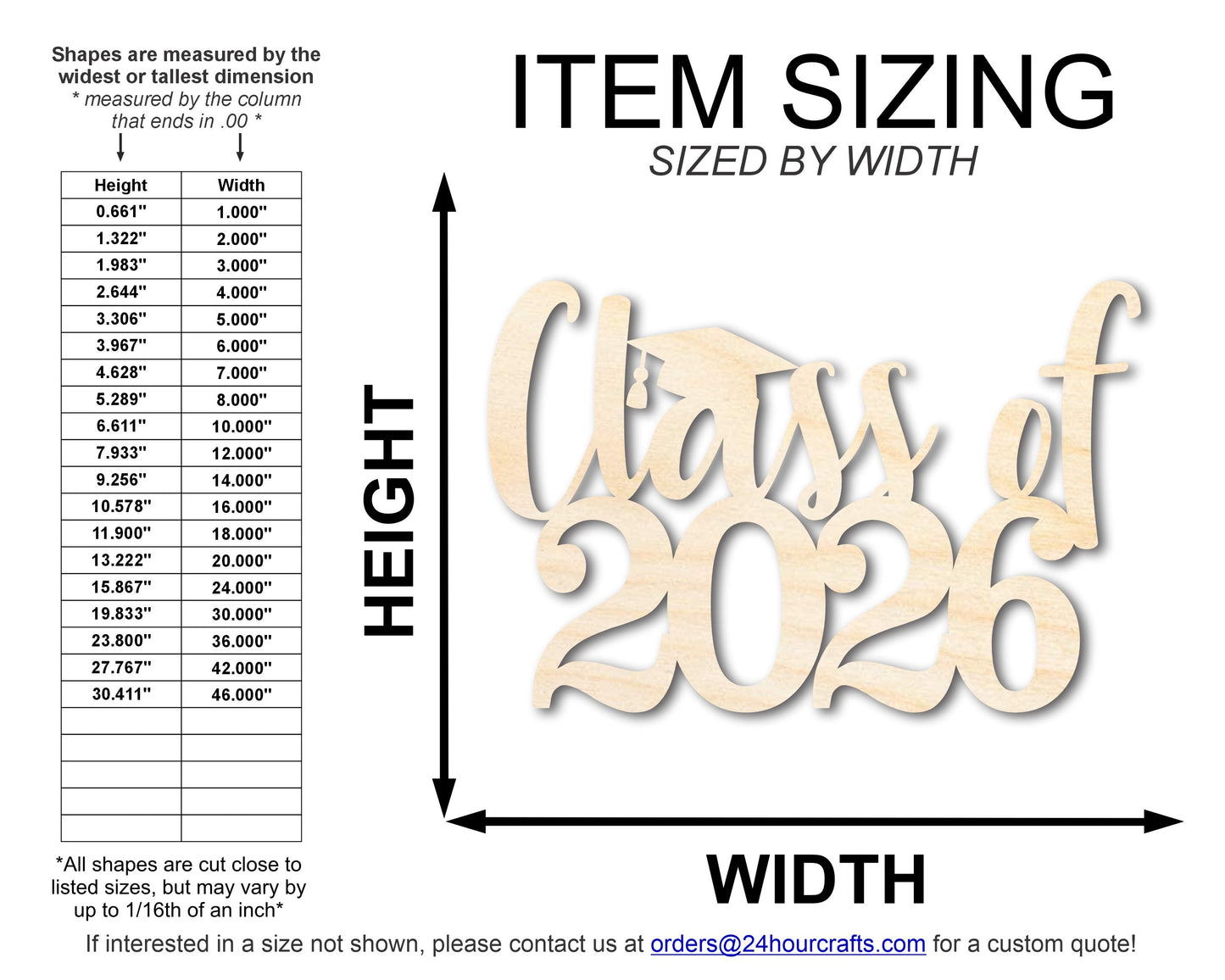 Unfinished Wood Class of 2026 Shape | DIY Craft Cutout | up to 46" DIY