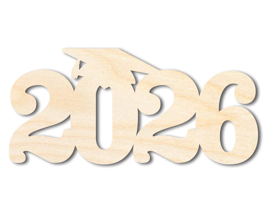 Unfinished Wood 2026 Grad Cap Shape | DIY Craft Cutout | up to 46" DIY