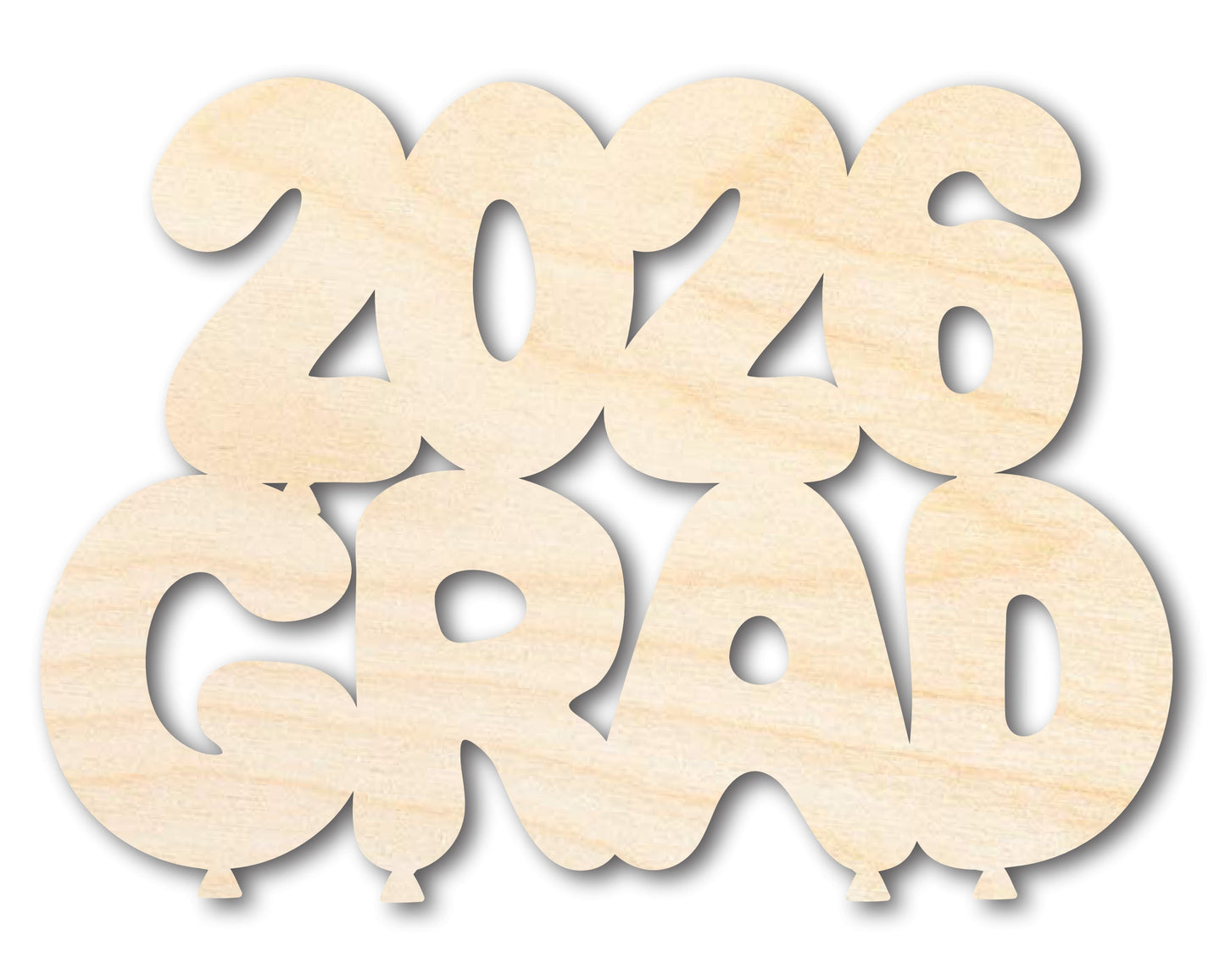 Unfinished Wood 2026 Grad Shape | DIY Craft Cutout | up to 46" DIY