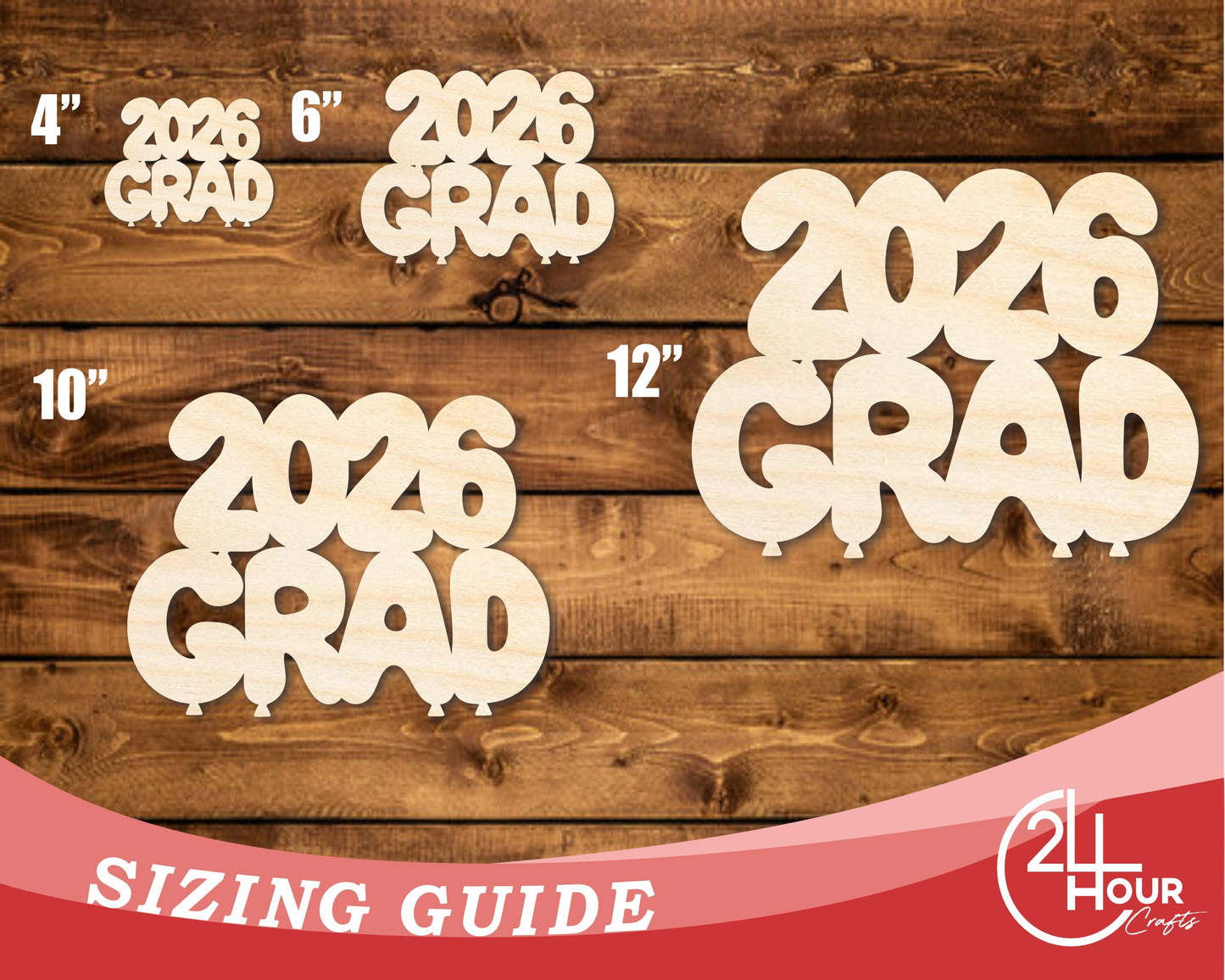 Unfinished Wood 2026 Grad Shape | DIY Craft Cutout | up to 46" DIY