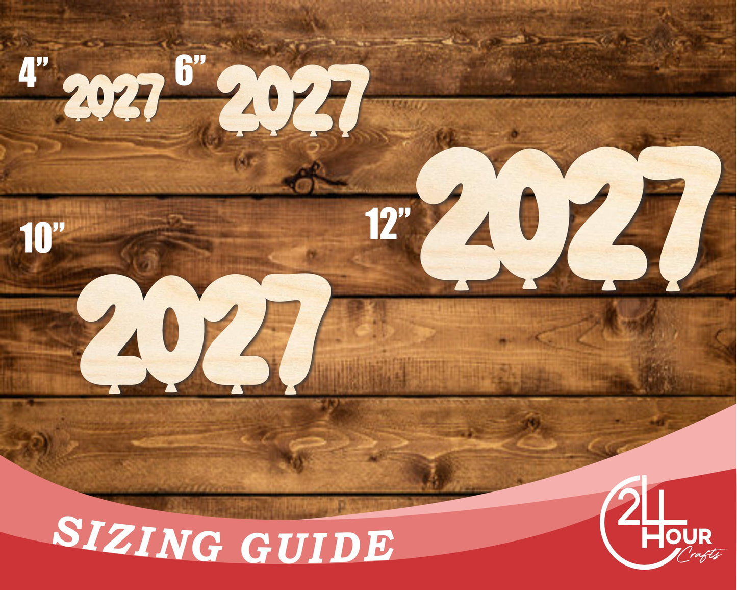 Unfinished Wood 2027 Balloons Shape | DIY Craft Cutout | up to 46" DIY