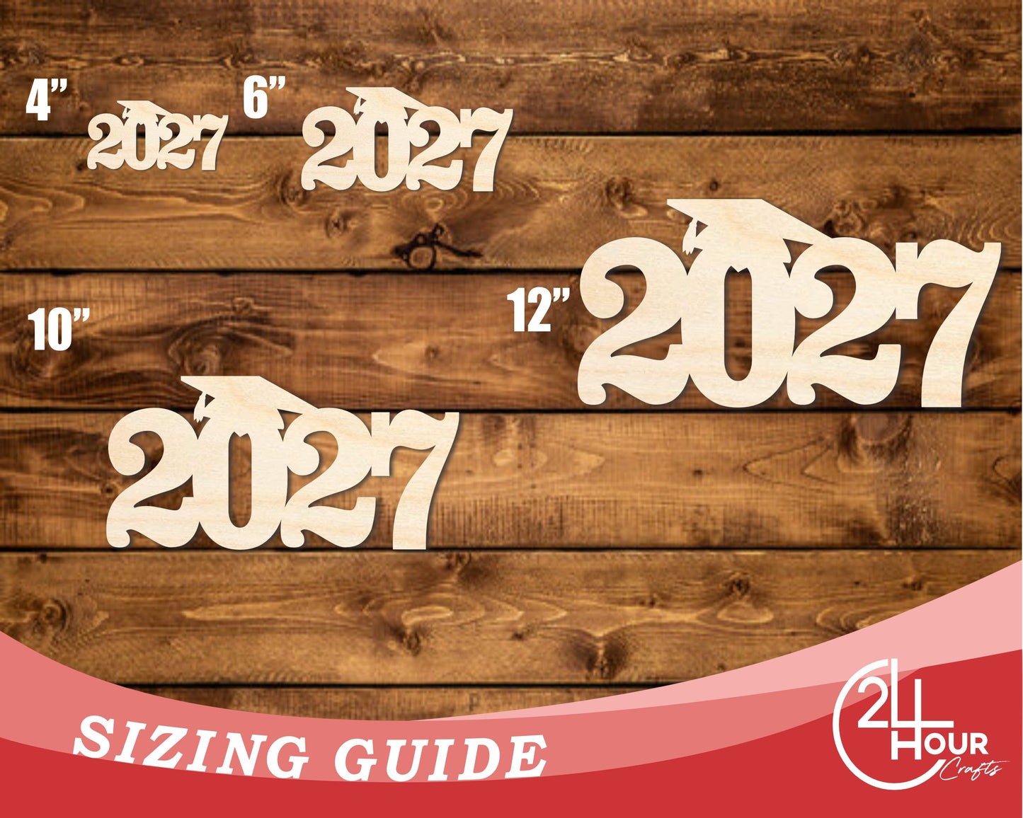 Unfinished Wood 2027 Grad Cap Shape | DIY Craft Cutout | up to 46" DIY