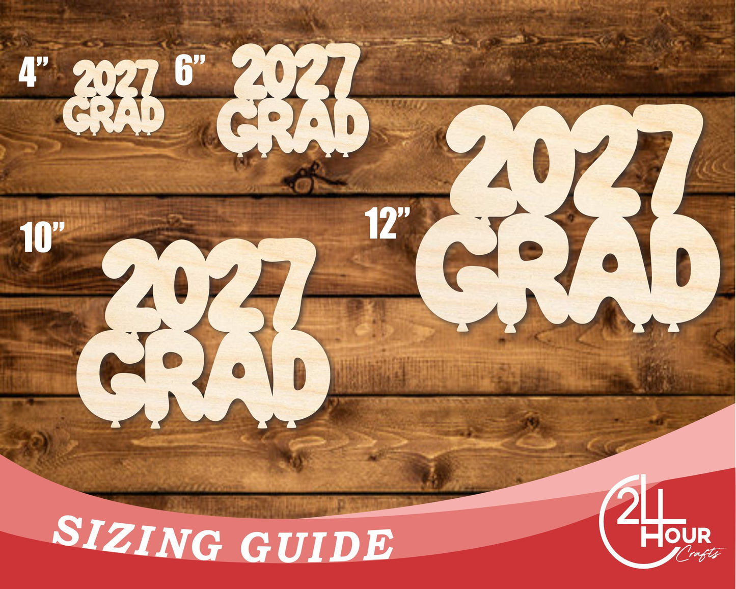 Unfinished Wood 2027 Grad Shape | DIY Craft Cutout | up to 46" DIY