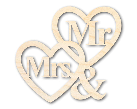 Unfinished Wood Mr. and Mrs. Hearts Shape | DIY Craft Cutout | up to 46" DIY