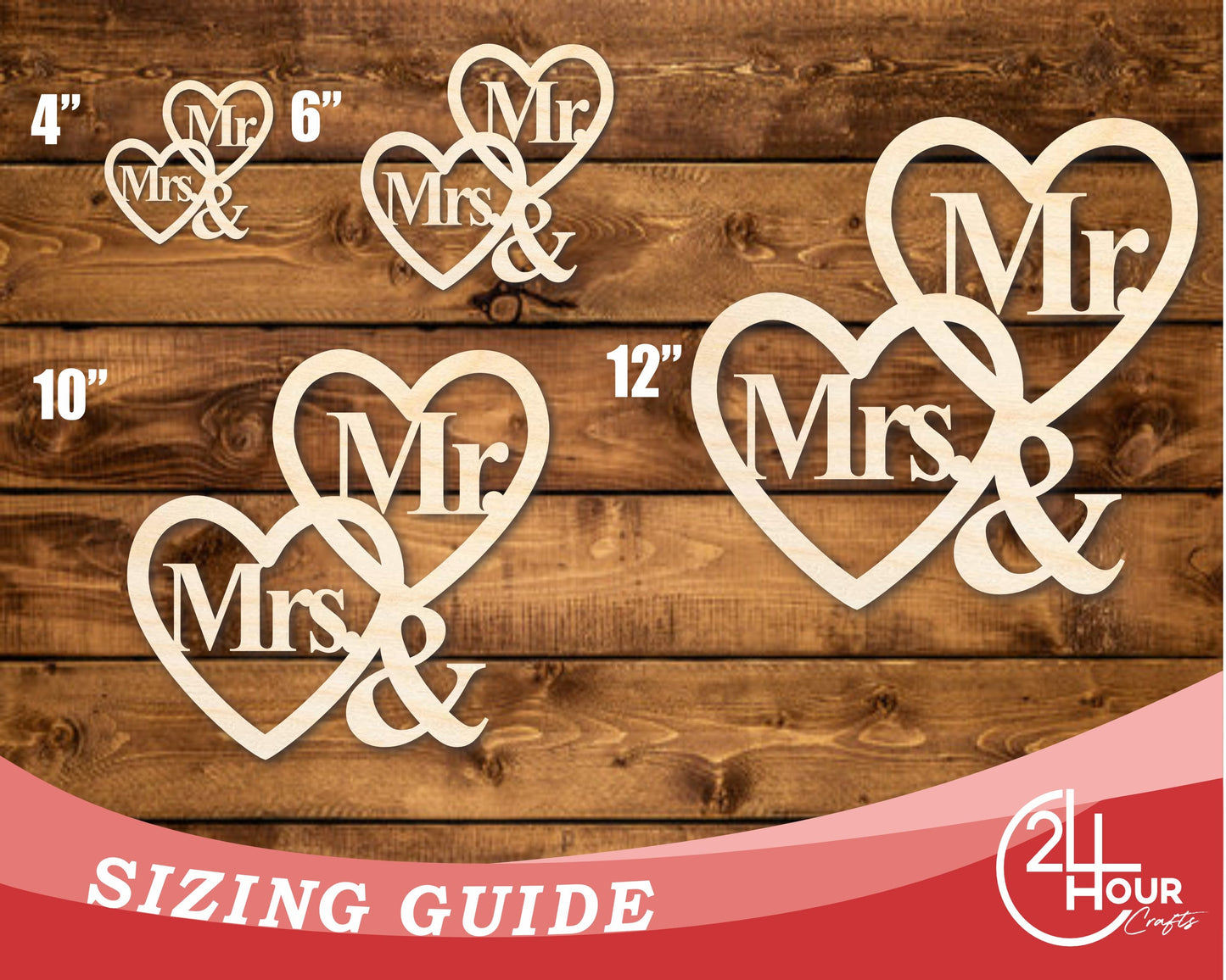 Unfinished Wood Mr. and Mrs. Hearts Shape | DIY Craft Cutout | up to 46" DIY