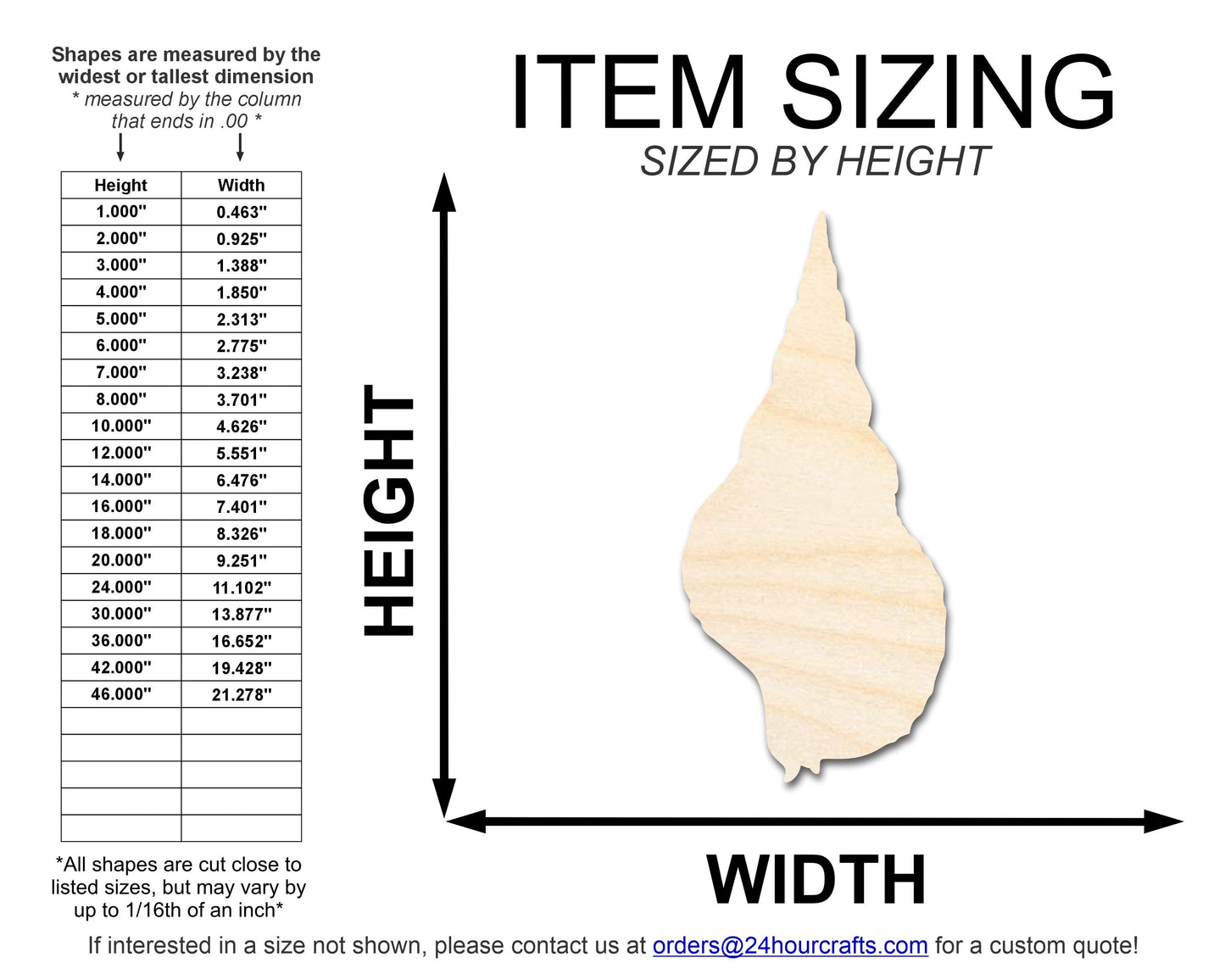 Unfinished Wood Swirl Shell Shape | DIY Craft Cutout | up to 46" DIY