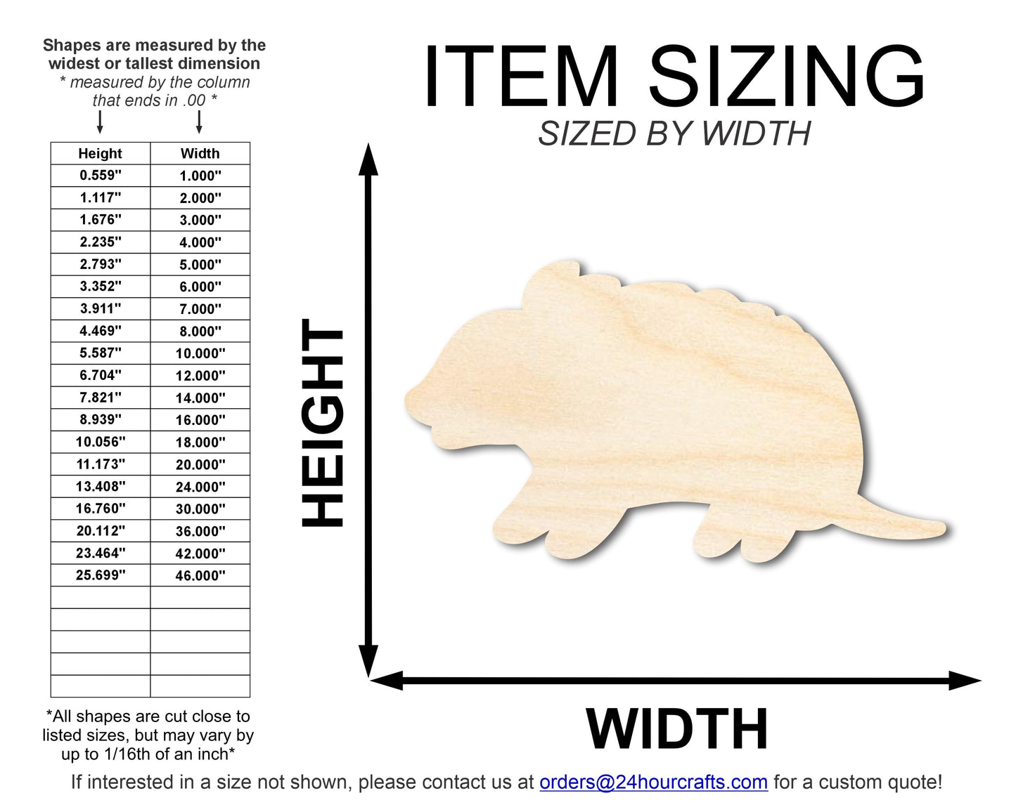 Unfinished Wood Armadillo Shape | DIY Craft Cutout | up to 46" DIY