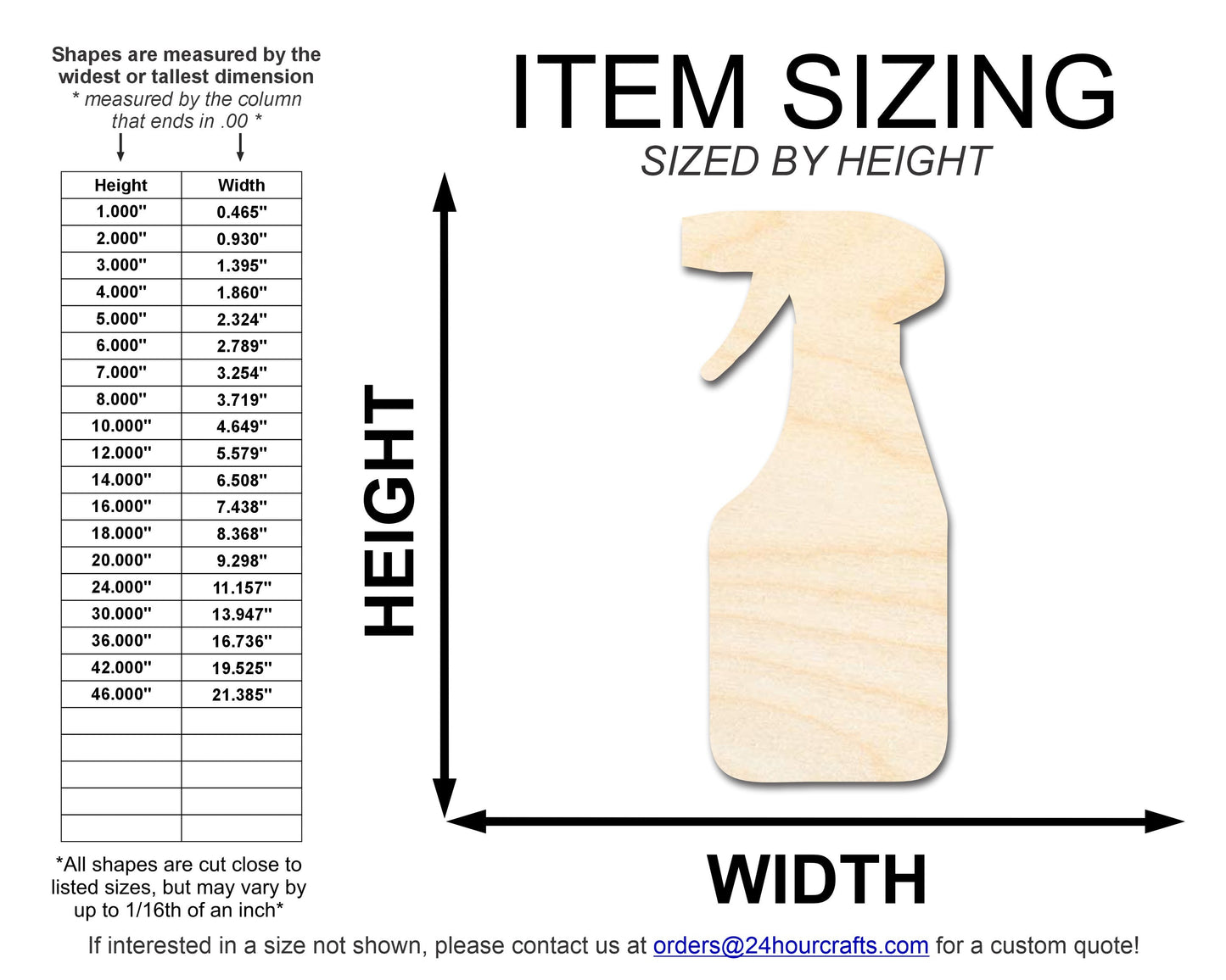 Unfinished Wood Spray Bottle Shape | DIY Craft Cutout | up to 46" DIY