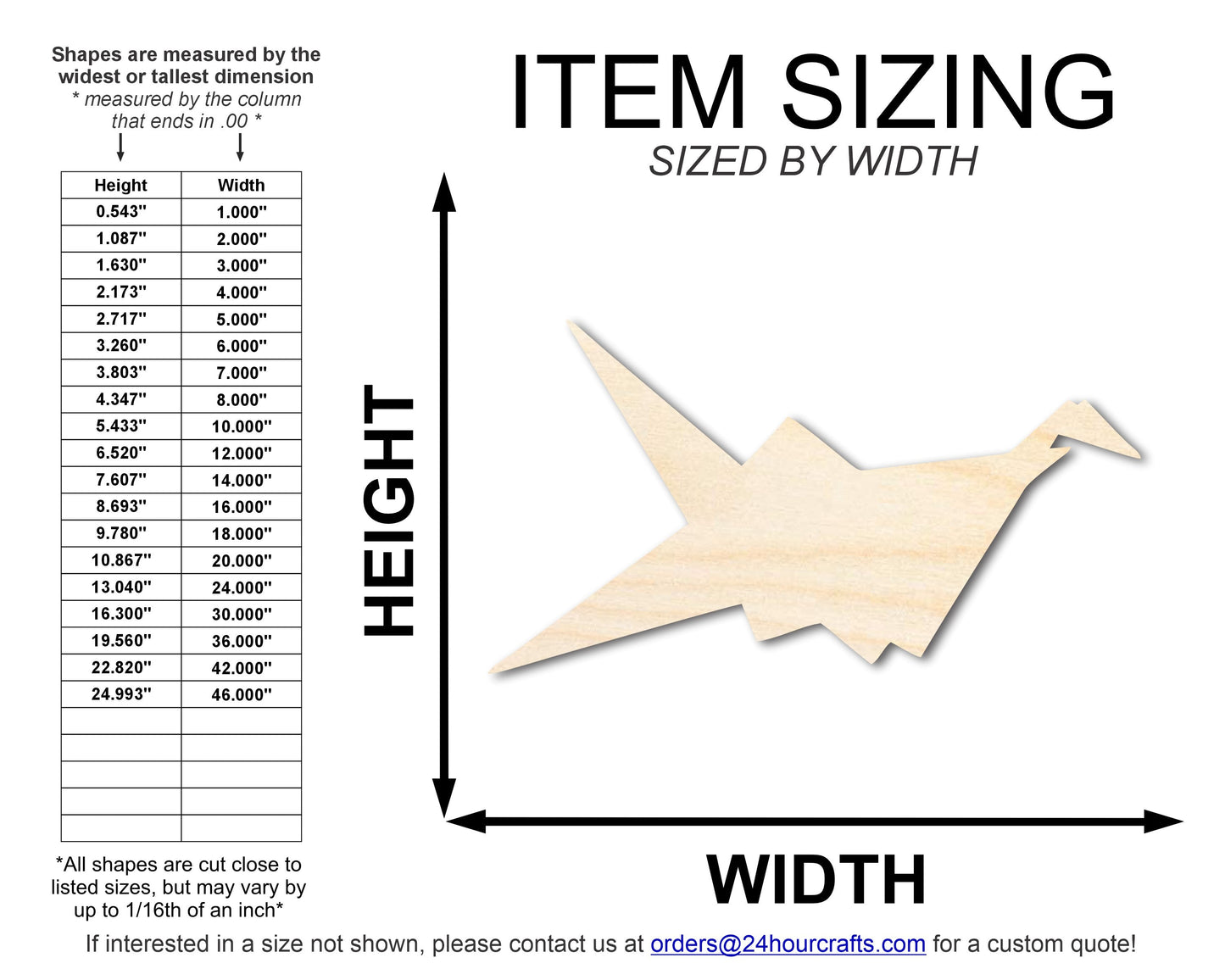 Unfinished Wood Origami Bird Shape | DIY Craft Cutout | up to 46" DIY