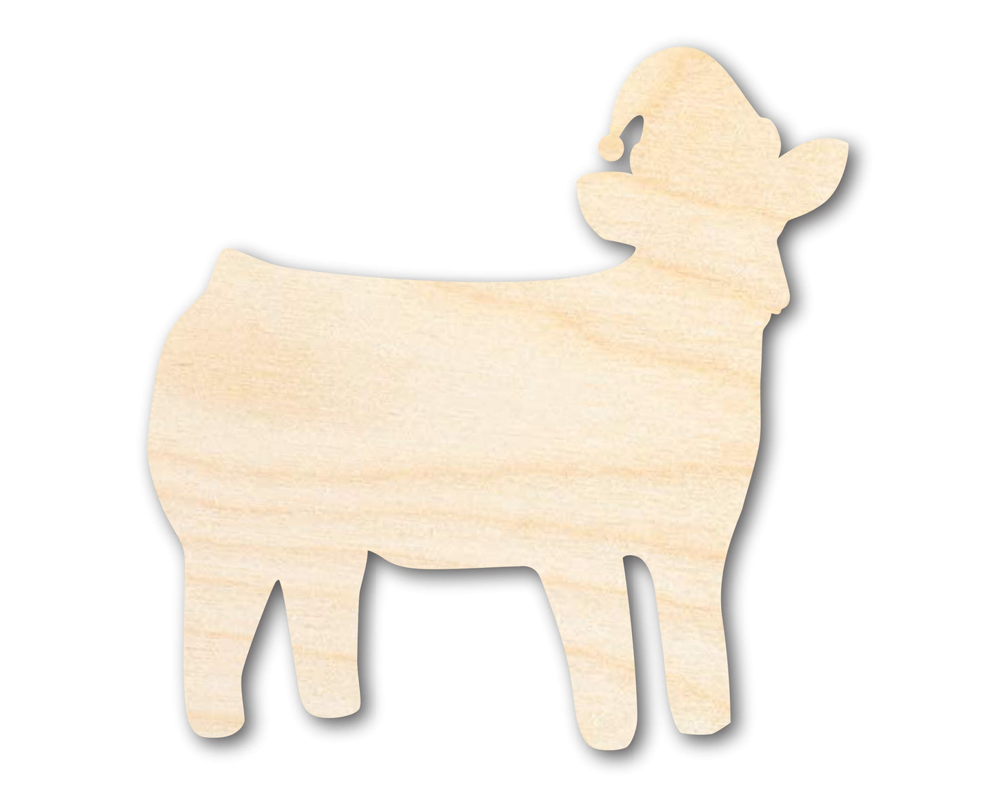 Unfinished Wood Cow With Santa Hat Shape | DIY Craft Cutout | up to 46" DIY