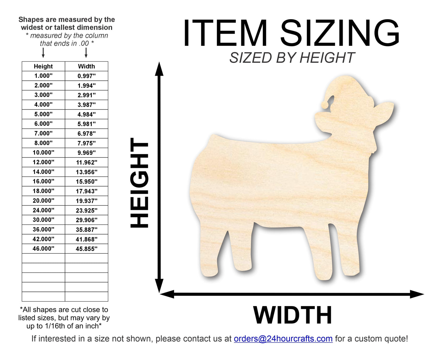 Unfinished Wood Cow With Santa Hat Shape | DIY Craft Cutout | up to 46" DIY