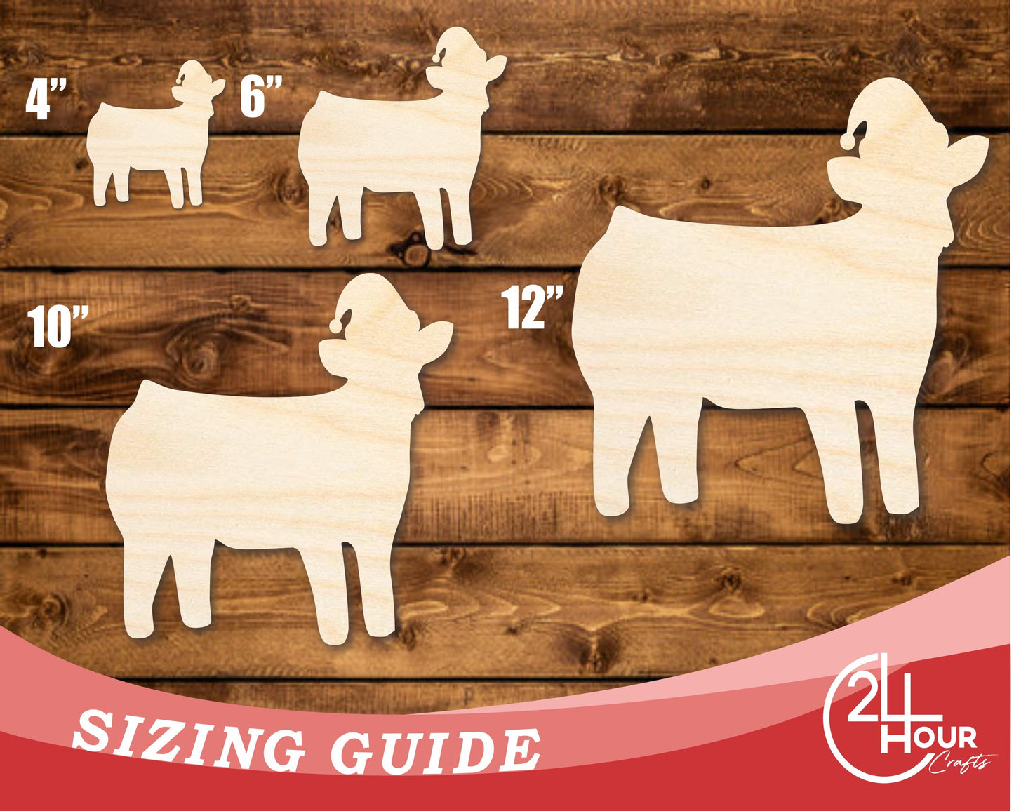 Unfinished Wood Cow With Santa Hat Shape | DIY Craft Cutout | up to 46" DIY