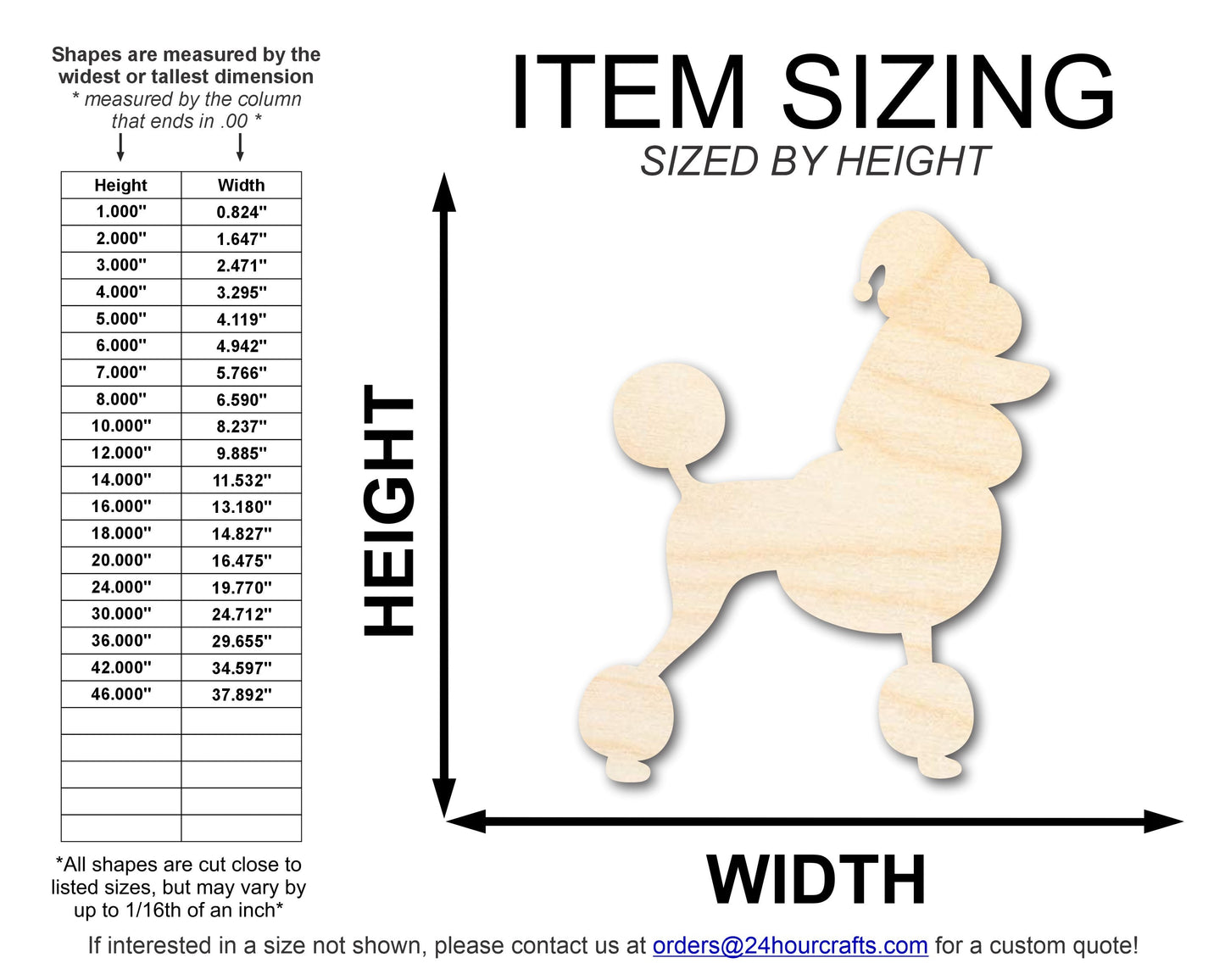 Unfinished Wood Poodle With Santa Hat Shape | DIY Craft Cutout | up to 46" DIY