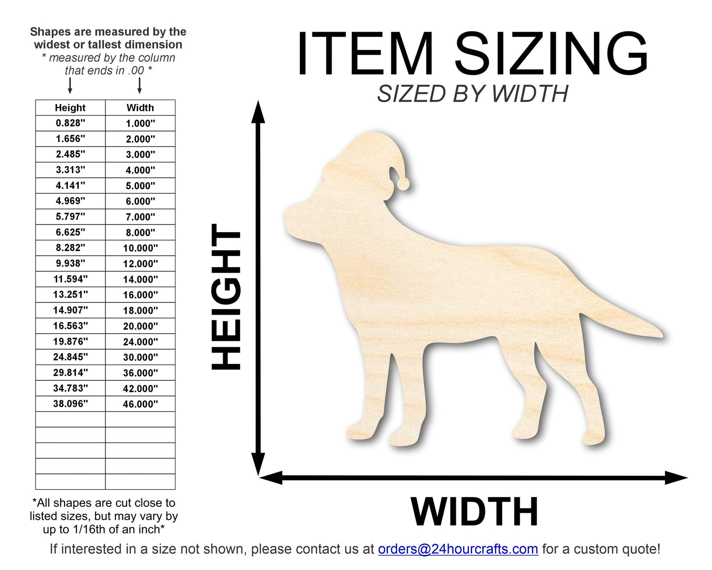 Unfinished Wood Lab With Santa Hat Shape | DIY Craft Cutout | up to 46" DIY