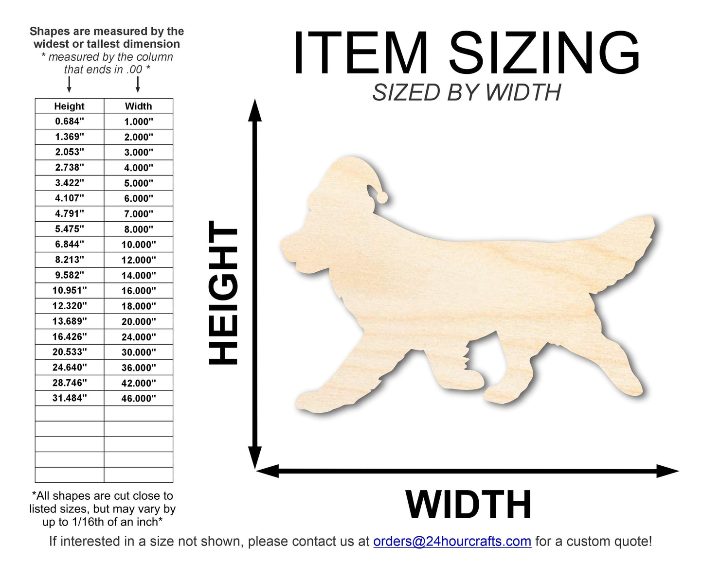 Unfinished Wood Golden Retriever With Santa Hat Shape | DIY Craft Cutout | up to 46" DIY