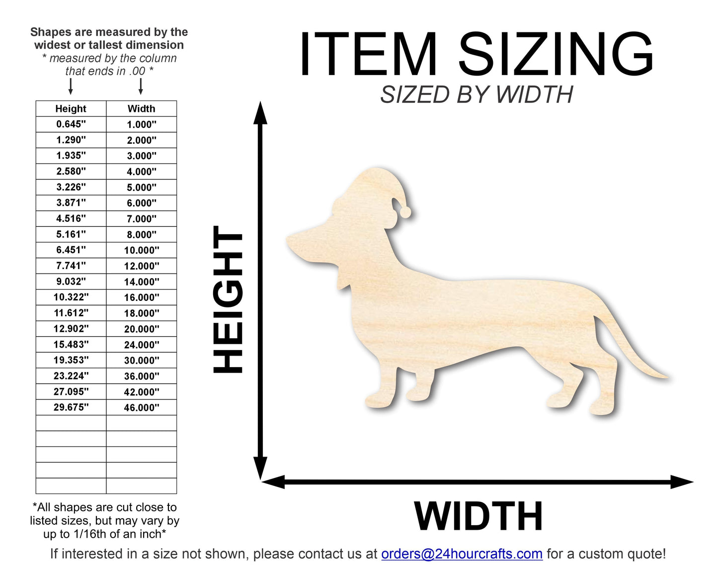 Unfinished Wood Dachshund With Santa Hat Shape | DIY Craft Cutout | up to 46" DIY