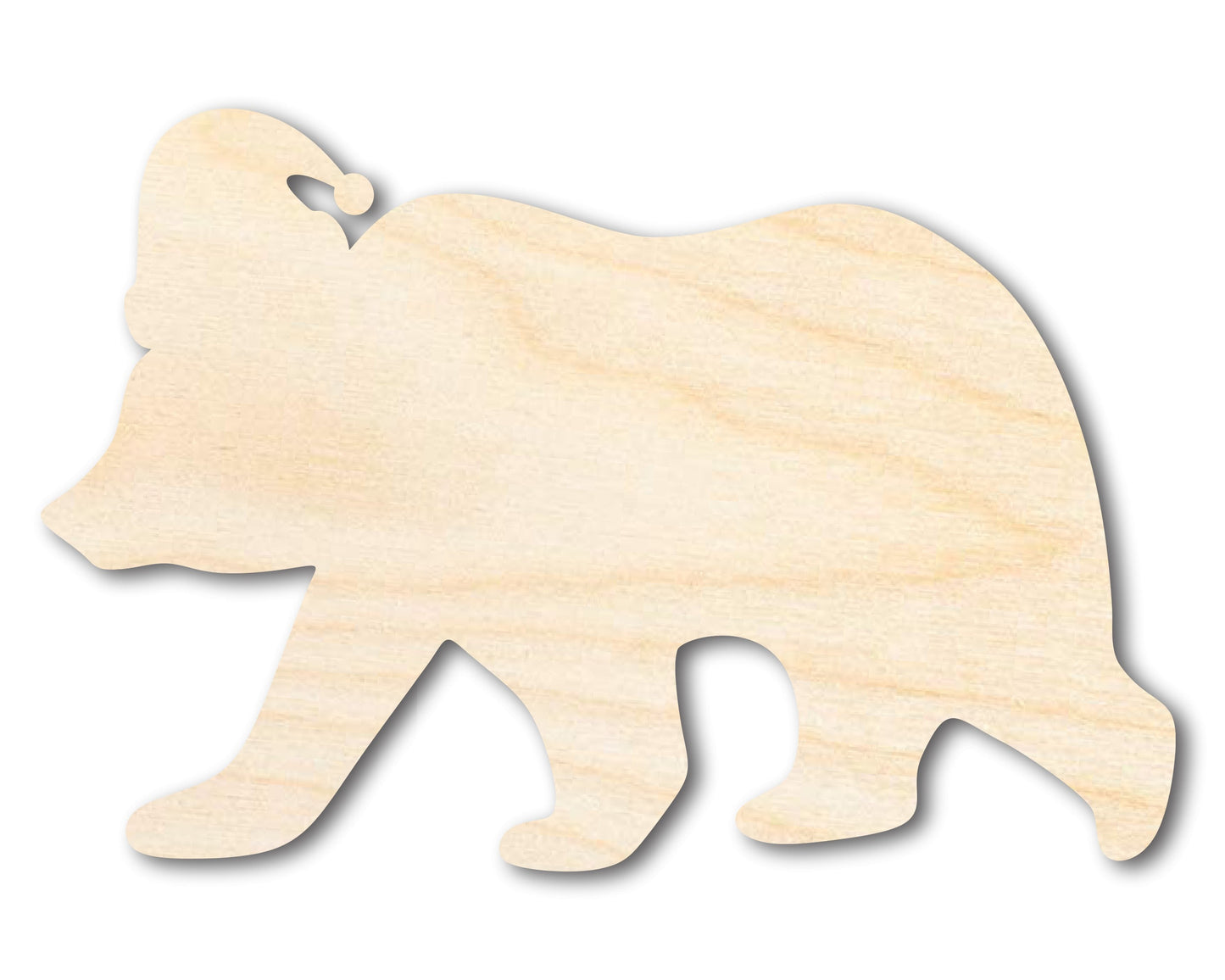 Unfinished Wood Bear With Santa Hat Shape | DIY Craft Cutout | up to 46" DIY