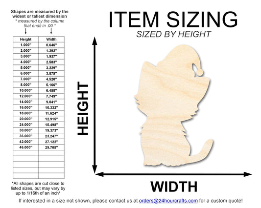 Unfinished Wood Cute Cat With Santa Hat Shape | DIY Craft Cutout | up to 46" DIY