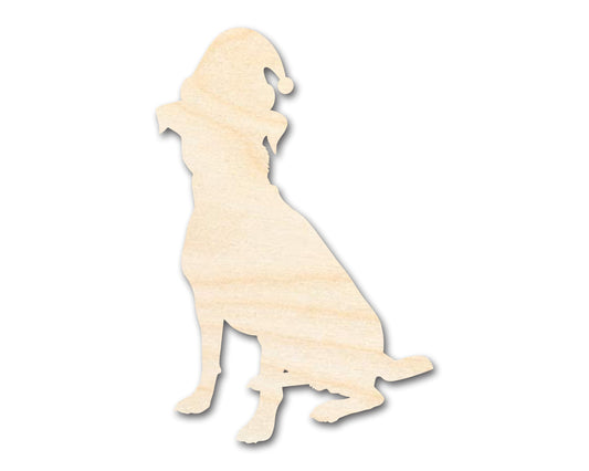 Unfinished Wood Dog With Santa Hat Shape | DIY Craft Cutout | up to 46" DIY