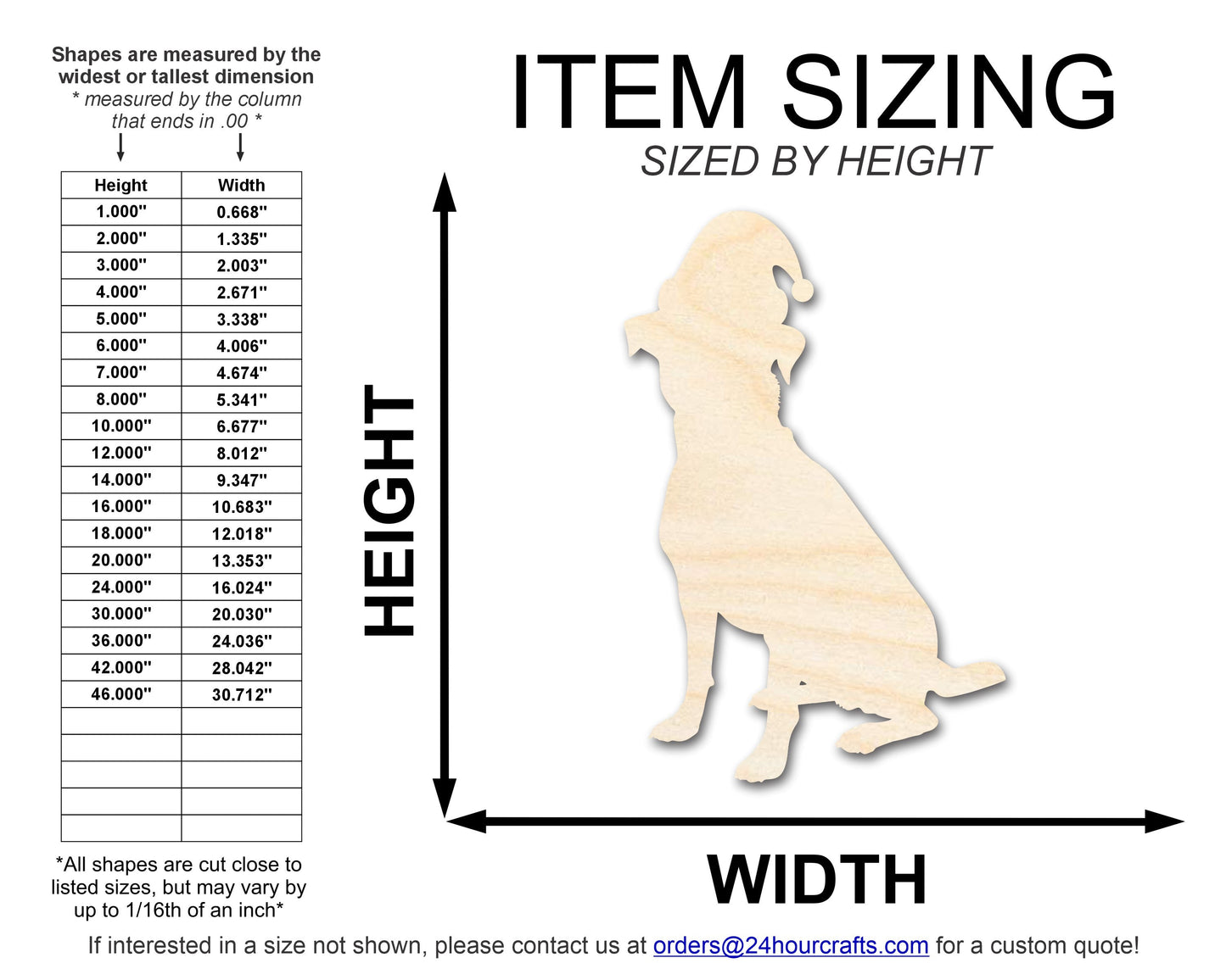 Unfinished Wood Dog With Santa Hat Shape | DIY Craft Cutout | up to 46" DIY