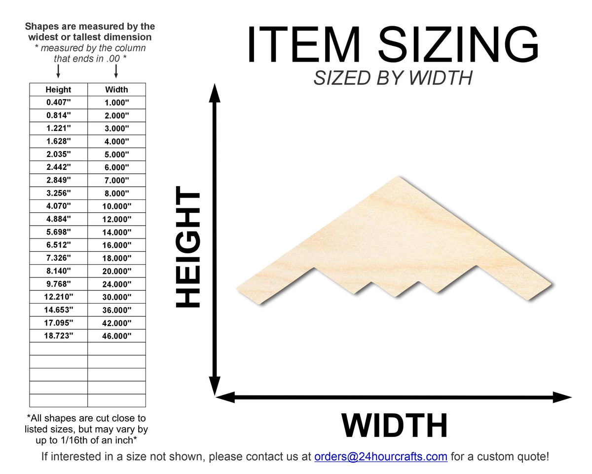 Unfinished Wood Stealth Bomber Shape | DIY Craft Cutout | up to 46" DIY