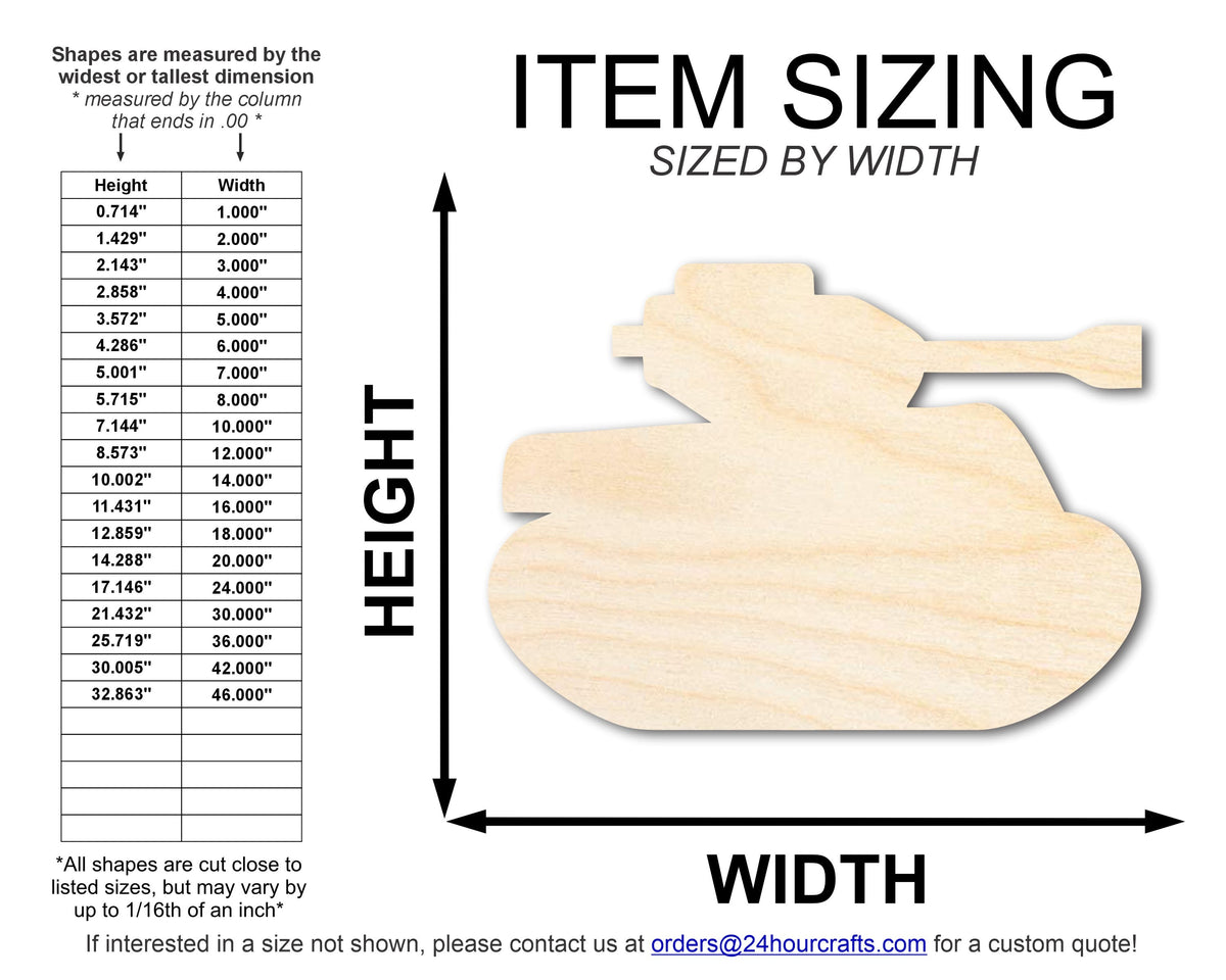 Unfinished Wood Simple Tank Shape | DIY Craft Cutout | up to 46" DIY