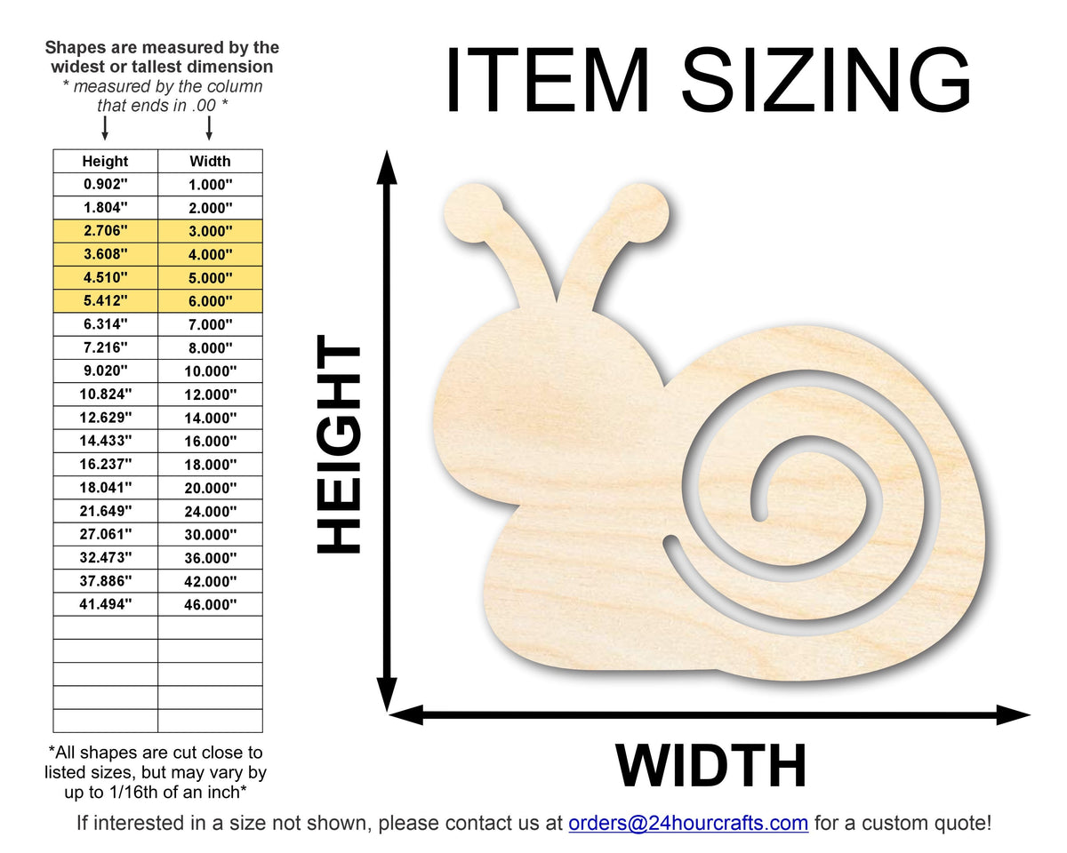 Unfinished Wood Simple Snail Shape | Wild at Play | DIY Craft Cutout | up to 6" DIY |