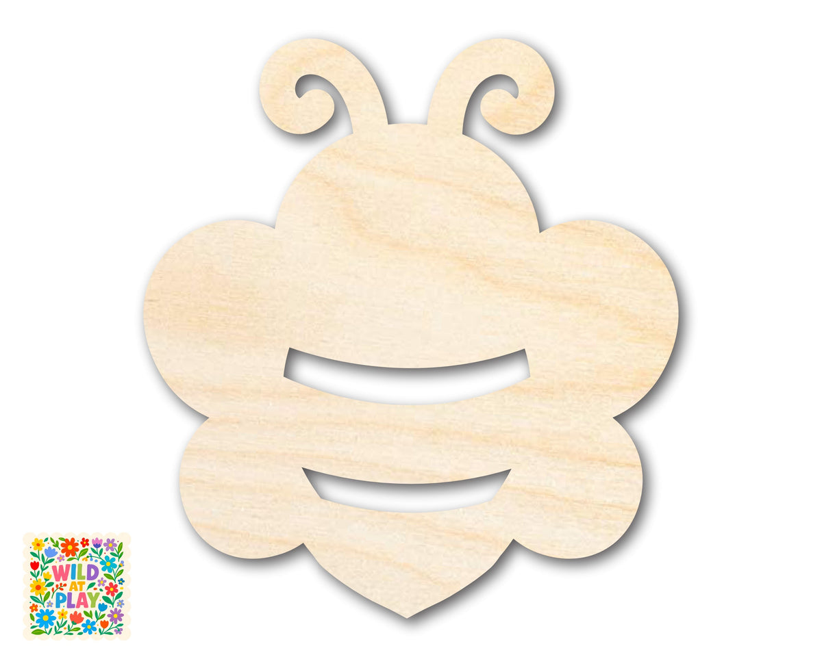 Unfinished Wood Simple Bee Shape | Wild at Play | DIY Craft Cutout | up to 6" DIY |