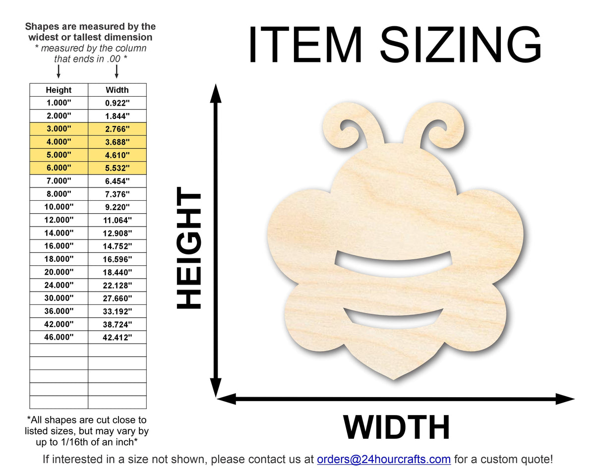 Unfinished Wood Simple Bee Shape | Wild at Play | DIY Craft Cutout | up to 6" DIY |