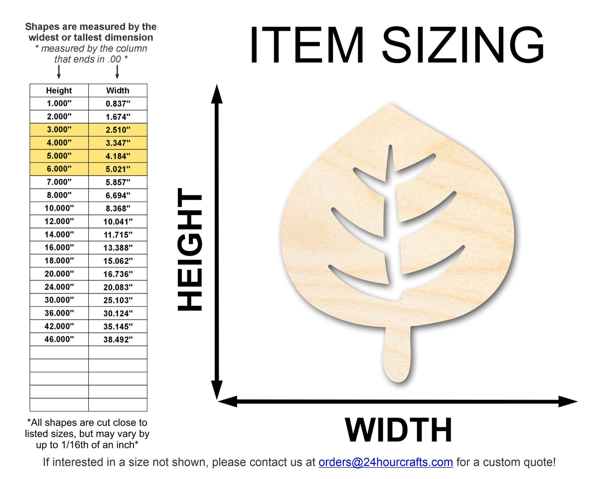 Unfinished Wood Simple Leaf Shape | Wild at Play | DIY Craft Cutout | up to 6" DIY |
