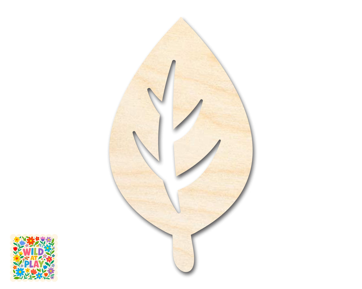 Unfinished Wood Simple Long Leaf Shape | Wild at Play | DIY Craft Cutout | up to 6" DIY |