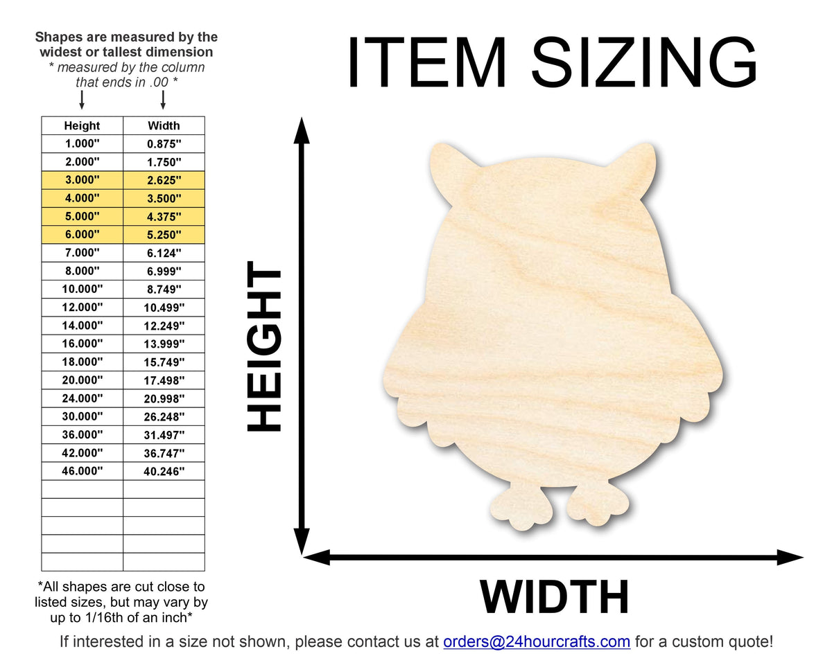 Unfinished Wood Simple Owl Shape | Wild at Play | DIY Craft Cutout | up to 6" DIY |