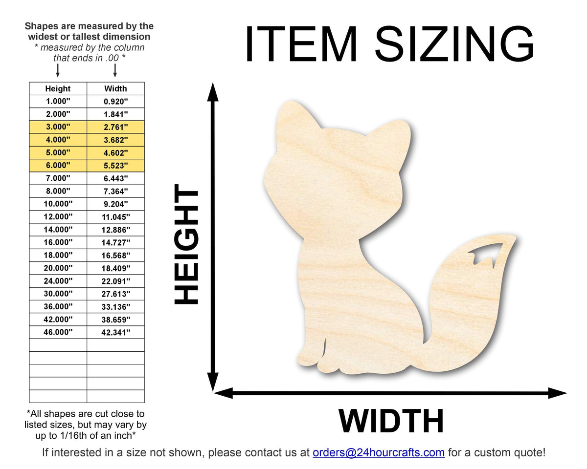 Unfinished Wood Simple Fox Shape | Wild at Play | DIY Craft Cutout | up to 6" DIY |