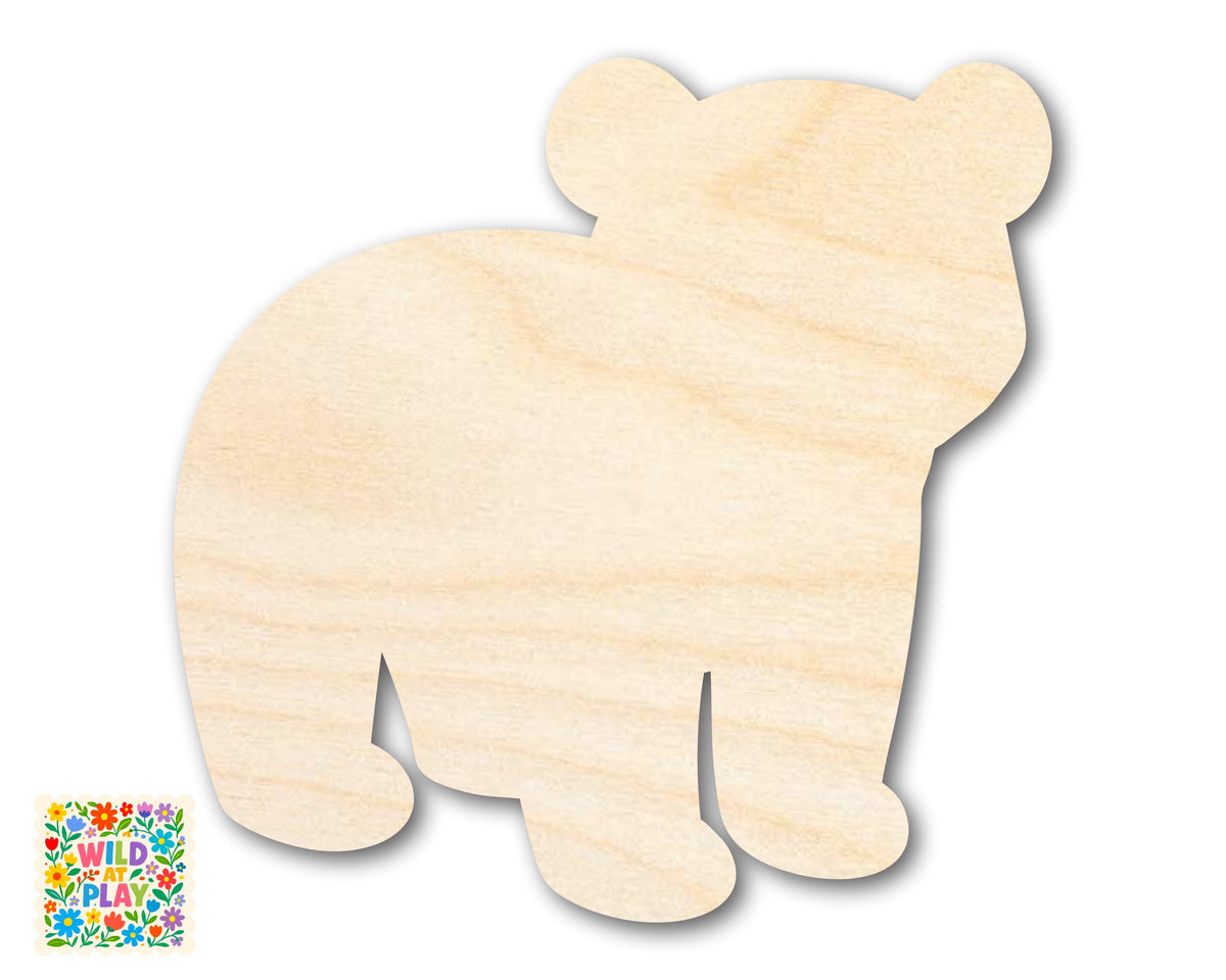 Unfinished Wood Simple Bear Shape | Wild at Play | DIY Craft Cutout | up to 6" DIY |