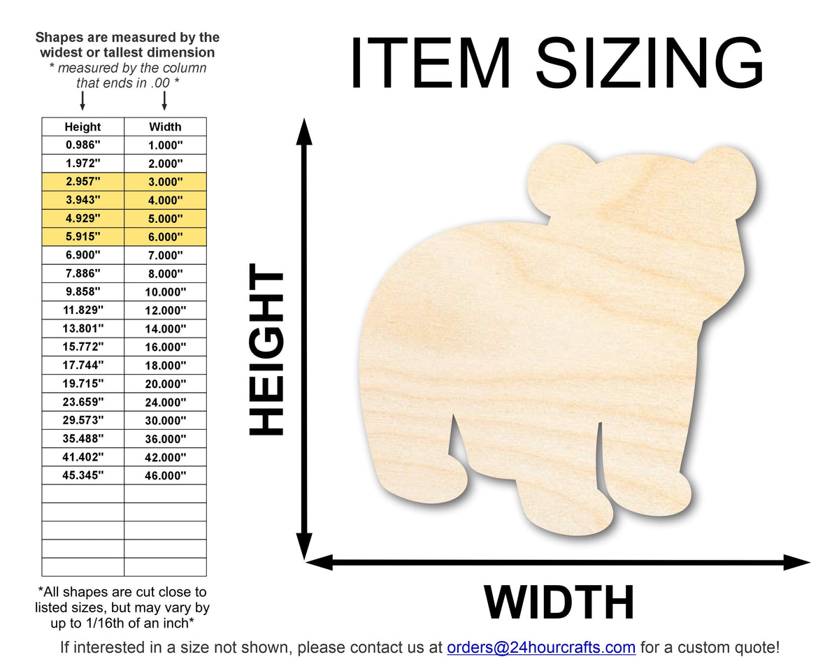Unfinished Wood Simple Bear Shape | Wild at Play | DIY Craft Cutout | up to 6" DIY |