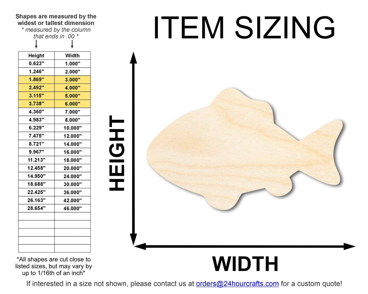 Unfinished Wood Simple Fish 2 Shape | Wild at Play | DIY Craft Cutout | up to 6" DIY |