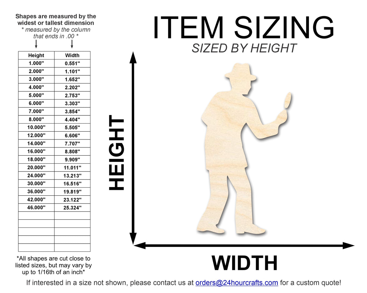 Unfinished Wood Mysterious Man Silhouette | DIY Craft Cutout | up to 46" DIY