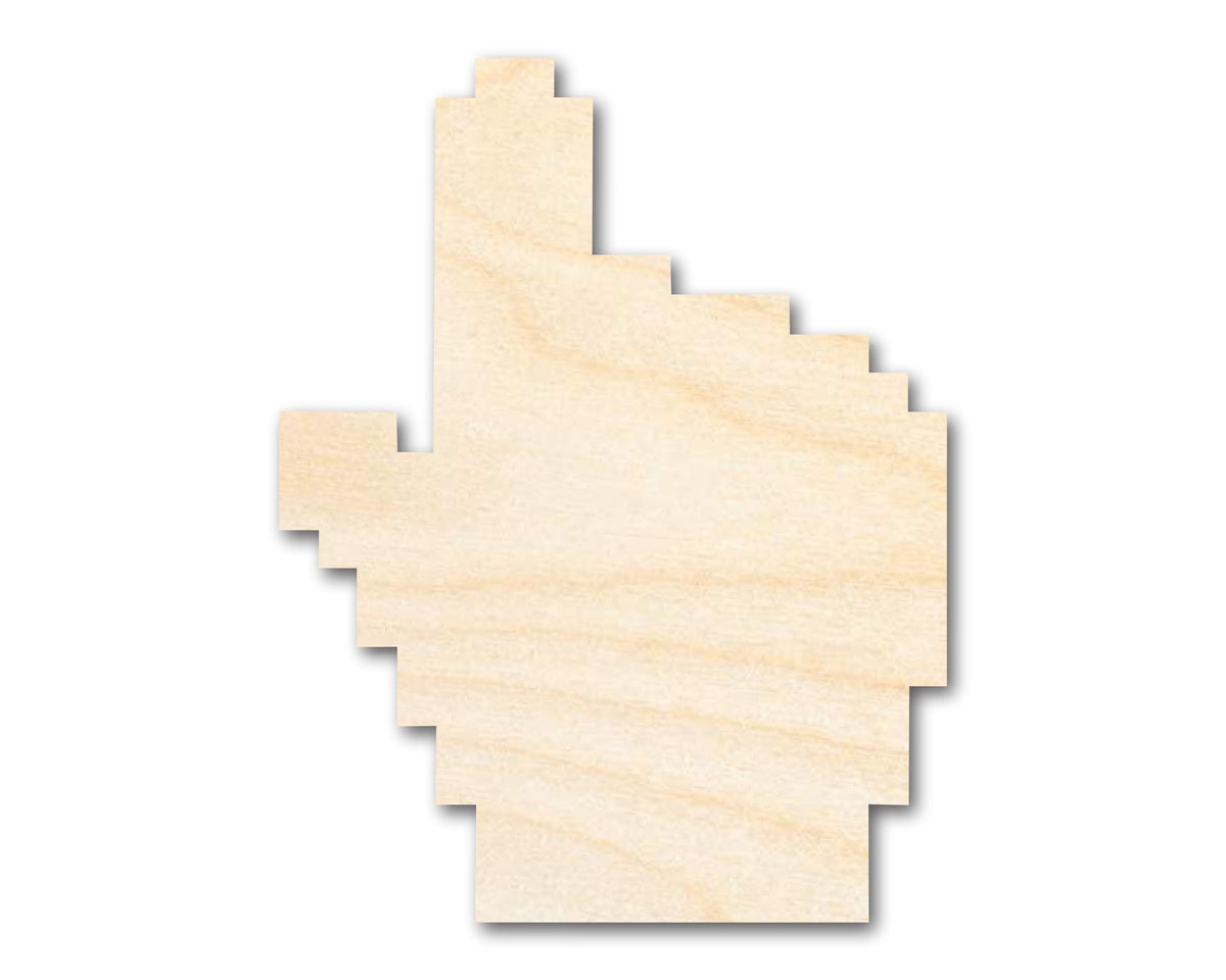 Unfinished Wood Pixelated Cursor Hand | DIY Craft Cutout | up to 46" DIY