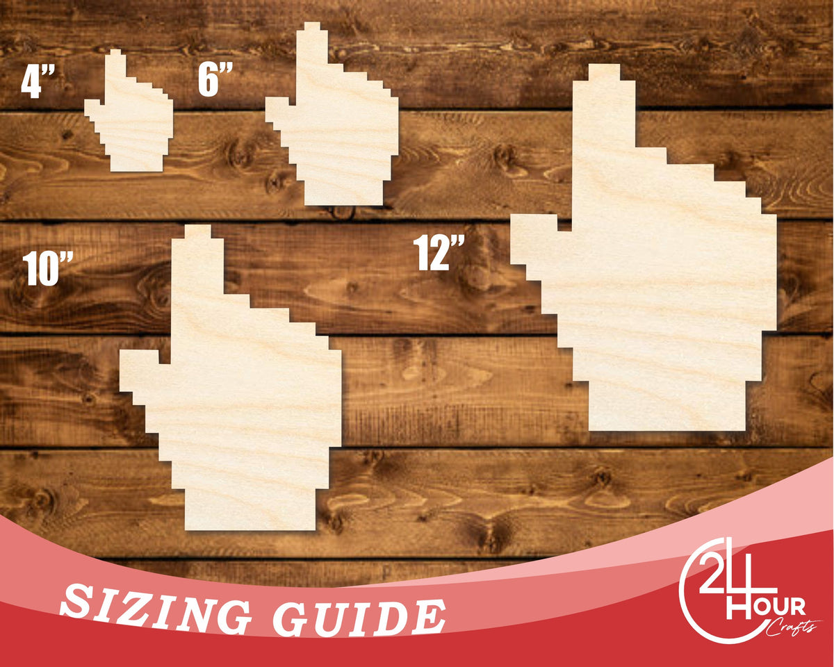 Unfinished Wood Pixelated Cursor Hand | DIY Craft Cutout | up to 46" DIY