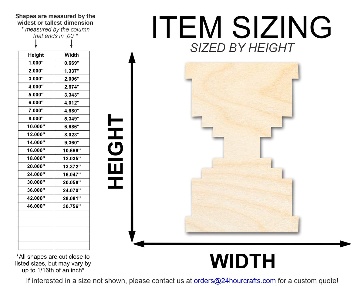 Unfinished Wood Pixelated Hour Glass | DIY Craft Cutout | up to 46" DIY