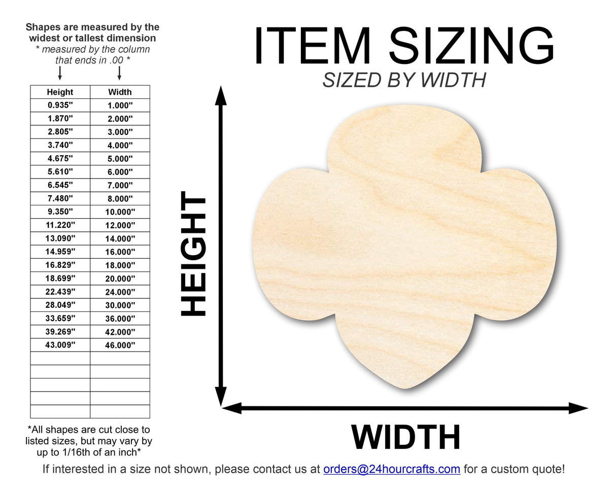 Unfinished Wood Scout Trefoil | DIY Craft Cutout | up to 46" DIY