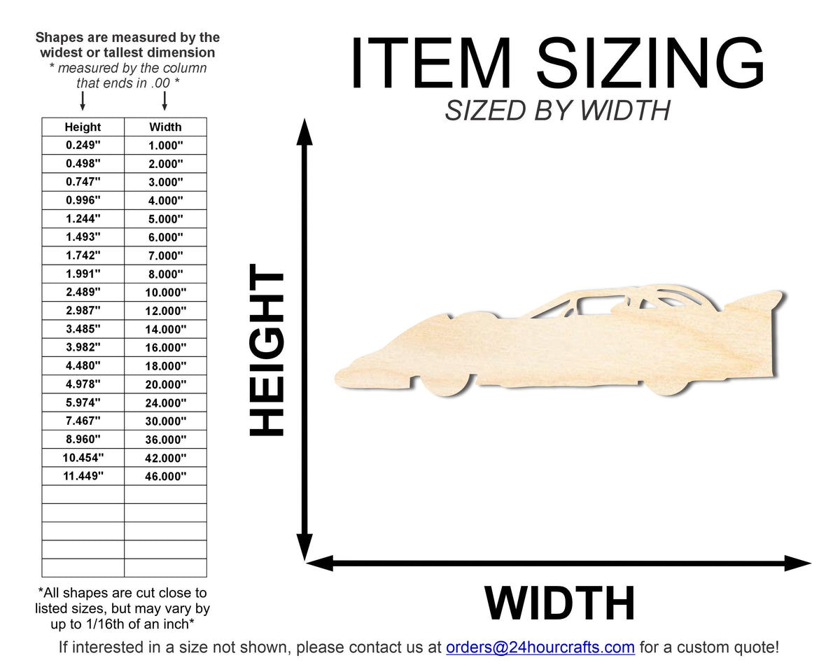 Unfinished Wood Late Model Car | DIY Craft Cutout | up to 46" DIY